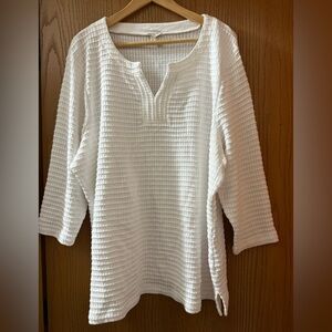 Talbots White Textured Cotton Tunic Top 3X Like New Condition!